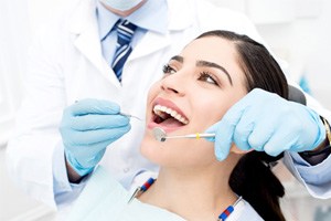 woman getting dental checkup 