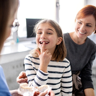 mother and daughter at dentist