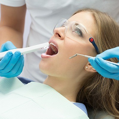 Dentist capturing intraoral images