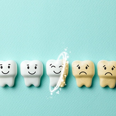 Cartoon illustration of teeth whitening